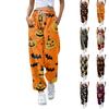 Women's Fashion Halloween Loose Drawstring Waist Solid Color Casual Sports Pants