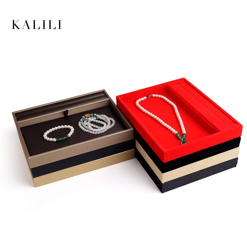 PU Leather Double-Sided Jewelry Tray for Necklaces & Rings - Small Display for Accessories or Jade Ware