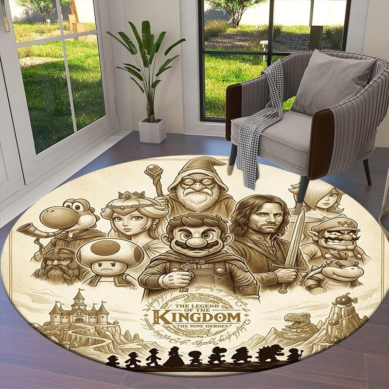 Super Mario Round Area Rug Carpet Rug For Living Room Bedroom Sofa Playroom Decor Nonslip Floor Mat