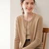Women's Slim Fit Cashmere Cardigan - Round Neck, Lightweight, Loose Knit Sweater in Solid Color.