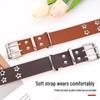 Korean Punk Star Double-Breasted Eyelet Leather Belt