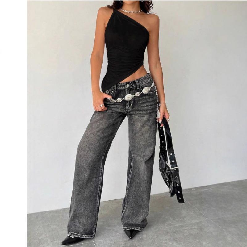 Spring Summer Irregular Off-the-shoulder T-shirt Skinny Sleeveless Short Top Diagonal Collar Sweet Spicy Style Party Vest Streetwear Shirt Clothing