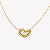 E.B.belle Thin Snake Chain Minimalist Heart Pendant Necklace Gold Plated Decoration 316L Stainless Steel Jewelry