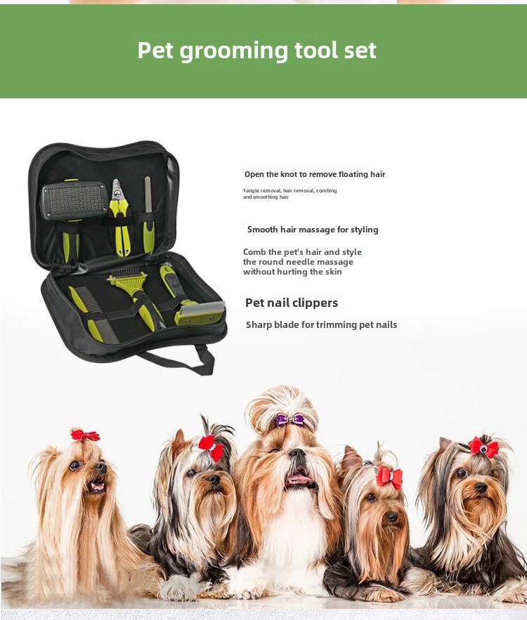 Haustierpflegeset: Entwirrkamm, Gerader Kamm, Nagelknipser, Feile, Haarentfernungsmesser, Haarentfernungskamm - 6 Stück