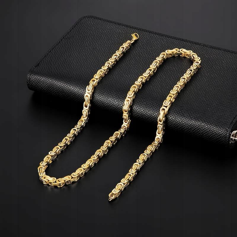 Men' Gold Chain Royal Byzantine Chain GOLD PLATED + FREE