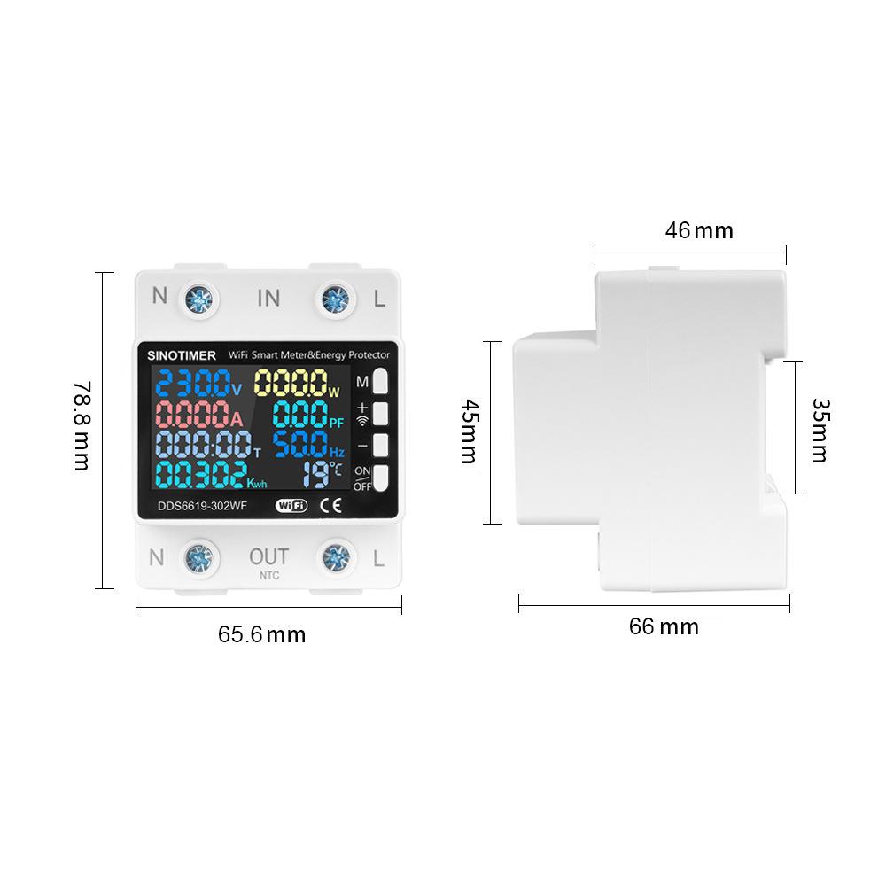 Tuya WiFi Multifunction Voltage/Current/Watt/Frequency Meter Over And Under Voltage Protector Remote Control Switch Energy Meter