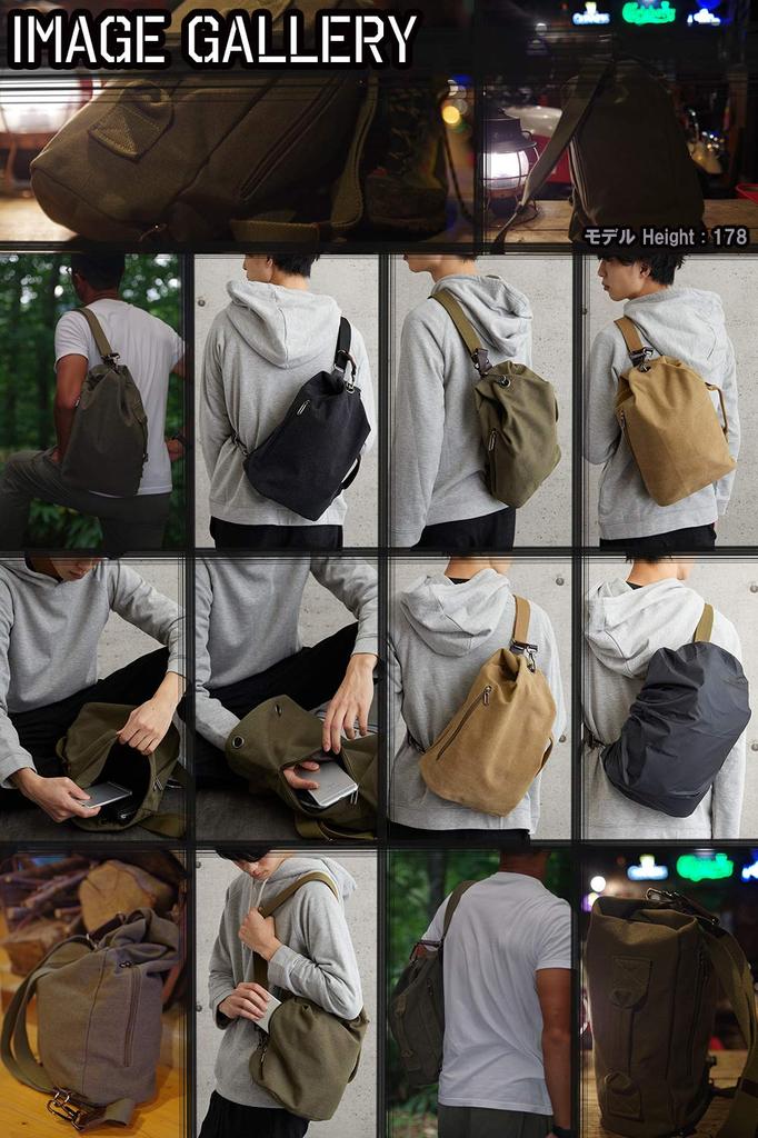 KIRIRU Wide-Opening Rugged Canvas One-Shoulder Bag for Men, 8L (Green)