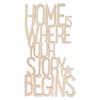 Wooden Inscription - RAYHER - Home ..Story Begins - Beige - 14.8x27.5x0.4cm - Indoor
