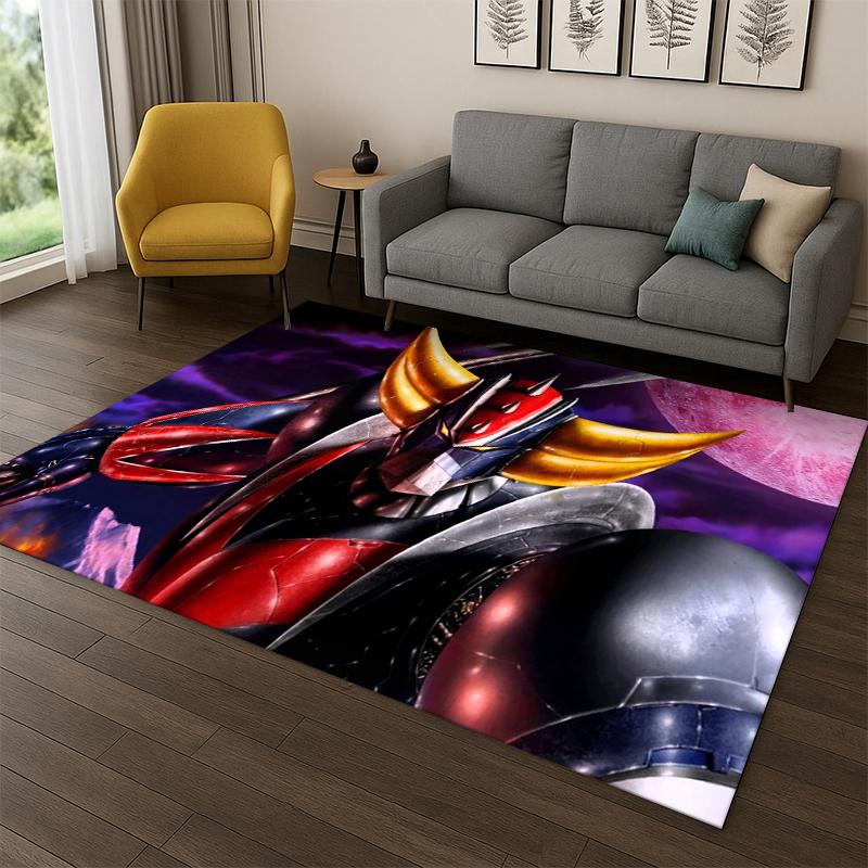 Retro Cartoon UFO Robot Grendizer Anime Carpet Rug for Bedroom Living Room Sofa Doormat Home Decor,Kid Game Area Rug Non-slip