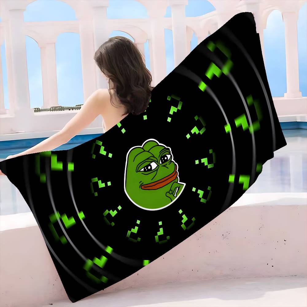 Popular Internet Meme Sad Frog Game Bath Towel Microfiber Soft Water Absorbing Breathable For Girl Kids Decorative Beach Towel