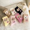 Fashion Coral Fleece Women Socks Warm Home Floor Socks Cartoon Strawberry Bear Socks Plush Mid Tube Sleep Socks