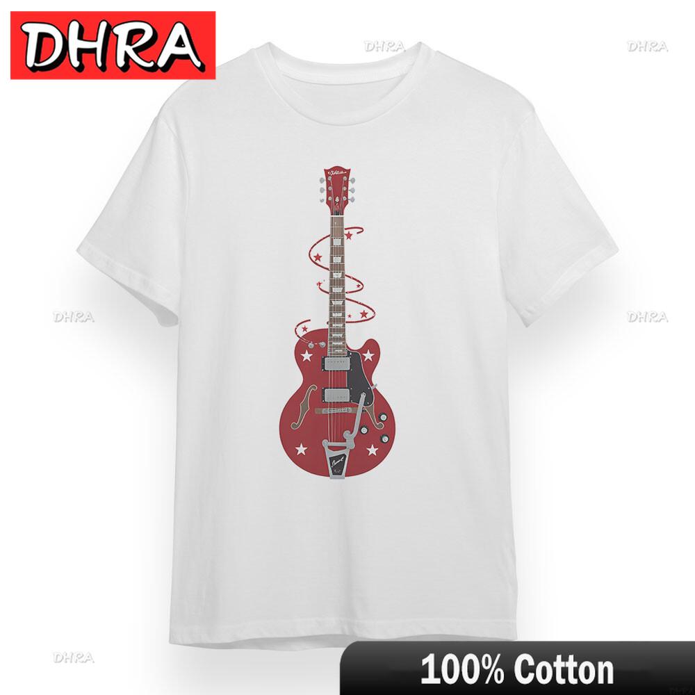 Unisexs Oversize Tshirt with Red Electric Guitar Graphic Unisex 100 Cotton Tee Graphic Gym Shirts Slogan Summer Tops Clothing S