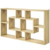 Decorative Wall Shelf, Bookshelf, CD Rack, 8 Cubes, 85 x 14.5 x 47.5 cm, Oak