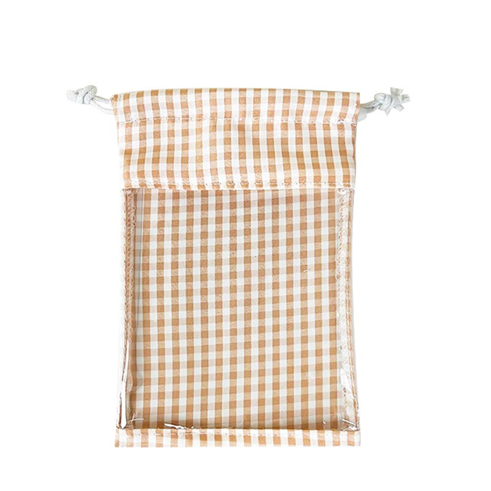 

Gingham Dolls Display Bag Large Capacity Makeup Storage Pouch New Drawstring Bag Dolls B