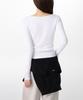 MUSINSA STANDARD WOMAN Women'S Ribbed Slim Wide Henley Neck Long Sleeve T-Shirt [White]