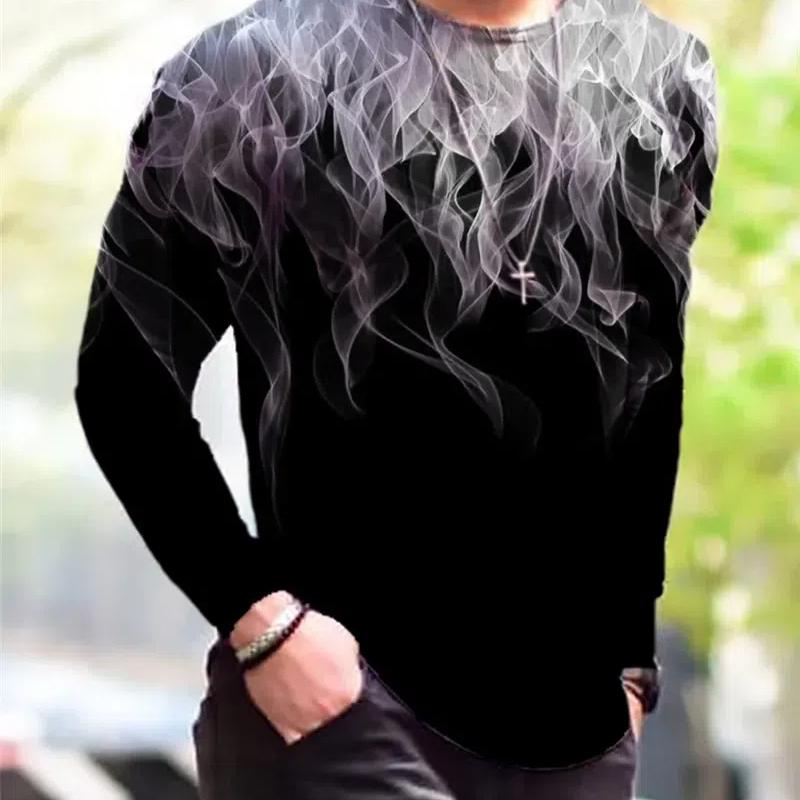 Gothic Street Style Hip Hop Rock Men's Long Sleeve T-Shirts Spring Autumn 3D Printing Youthful Vitality Tops Tees Plus Size 6XL