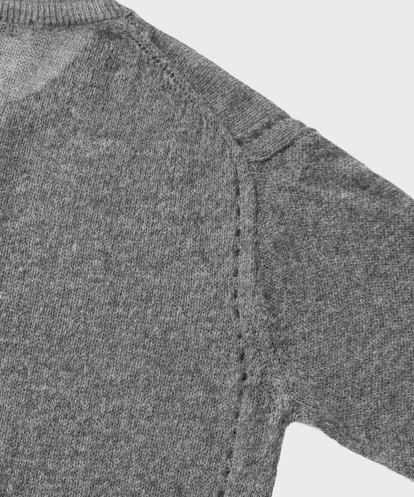 NONBLANK Crop Henley Neck Ls Knit_Melange Grey