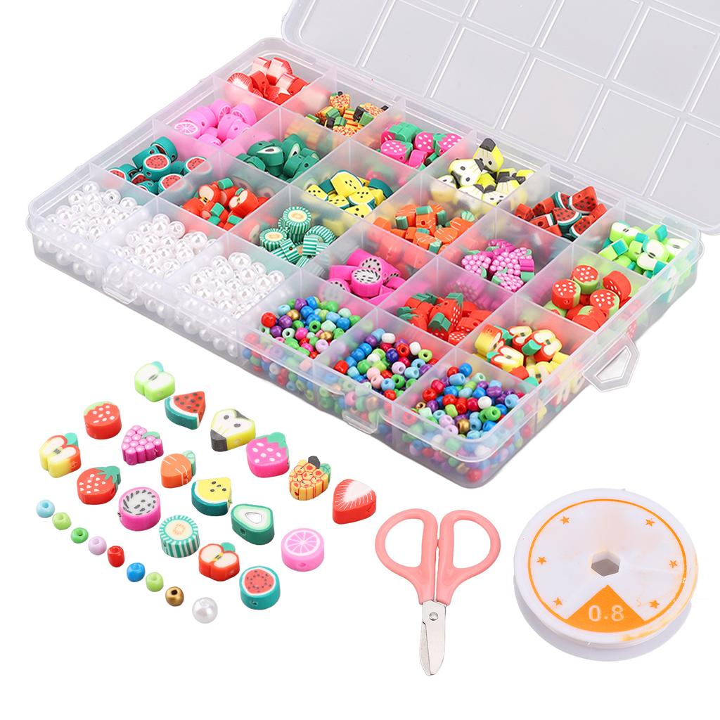 1350Pcs Clay Beads Exquisite Fruit Shape Environmentally Friendly Safe Beads for Jewelry Making with Storage Box