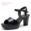 8cm 10cm Elegant Comfortable Thick Bottom Block High Heels Sandals Summer 2025 Women's Genuine Leather Shoes Platform Office