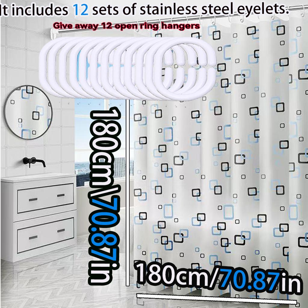 Simple Small Square Bathroom Shower Curtain Bathroom Partition Curtain Waterproof Peva Material Quick Dry Scrub Light Opaque