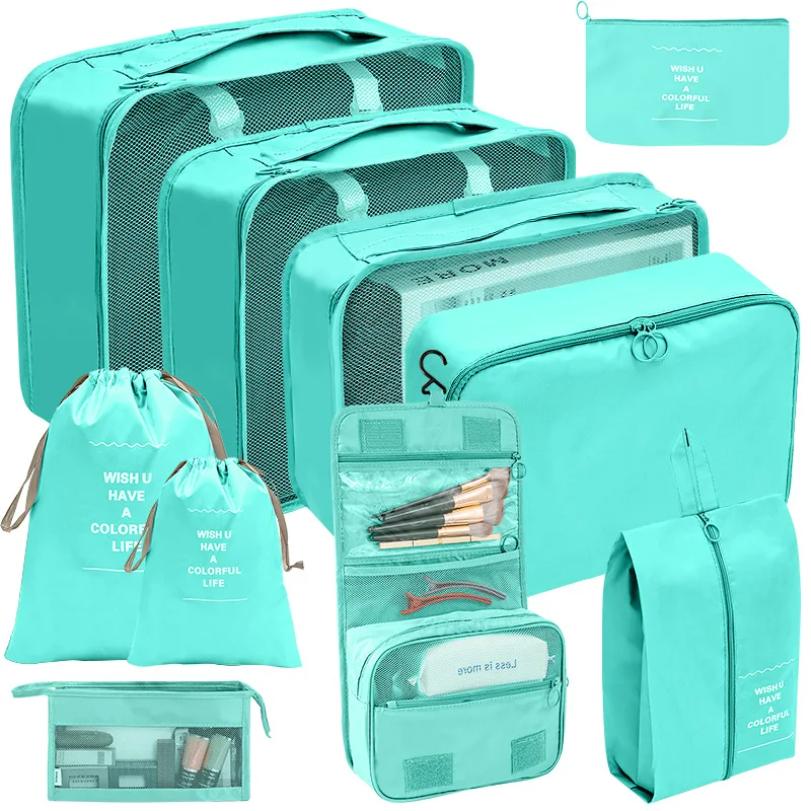 7/10 Pcs Set Travel Organizer Storage Bags Suitcase Packing Cubes Cases Portable Wardrobe Luggage Clothes Shoe Pouch Fold