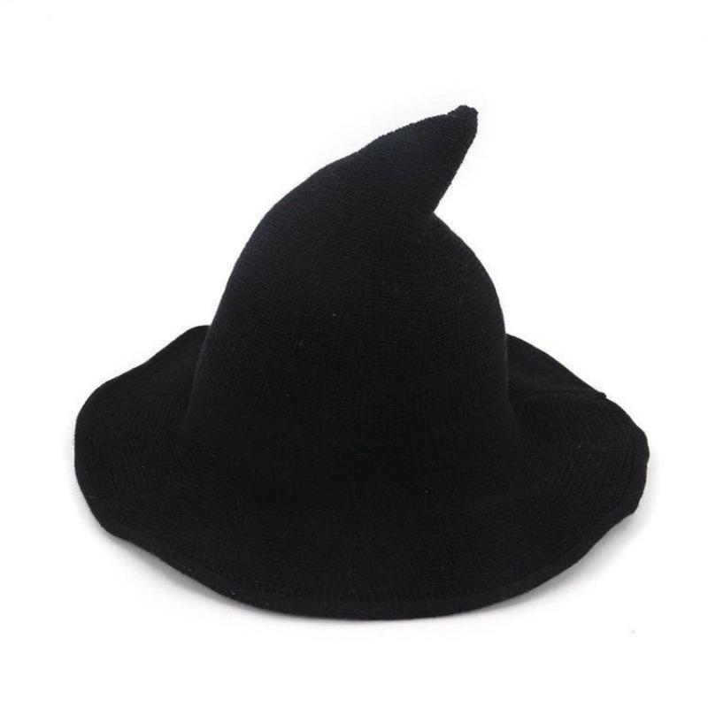 Halloween Witch Hat Long Point Hat Knitted Cap for Women Halloween Party Hat Magical Hat Festival Party Cosplay Decoration