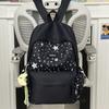 Nylon Girl Backpack With Star Print And Moon Pendant For Casual Travel
