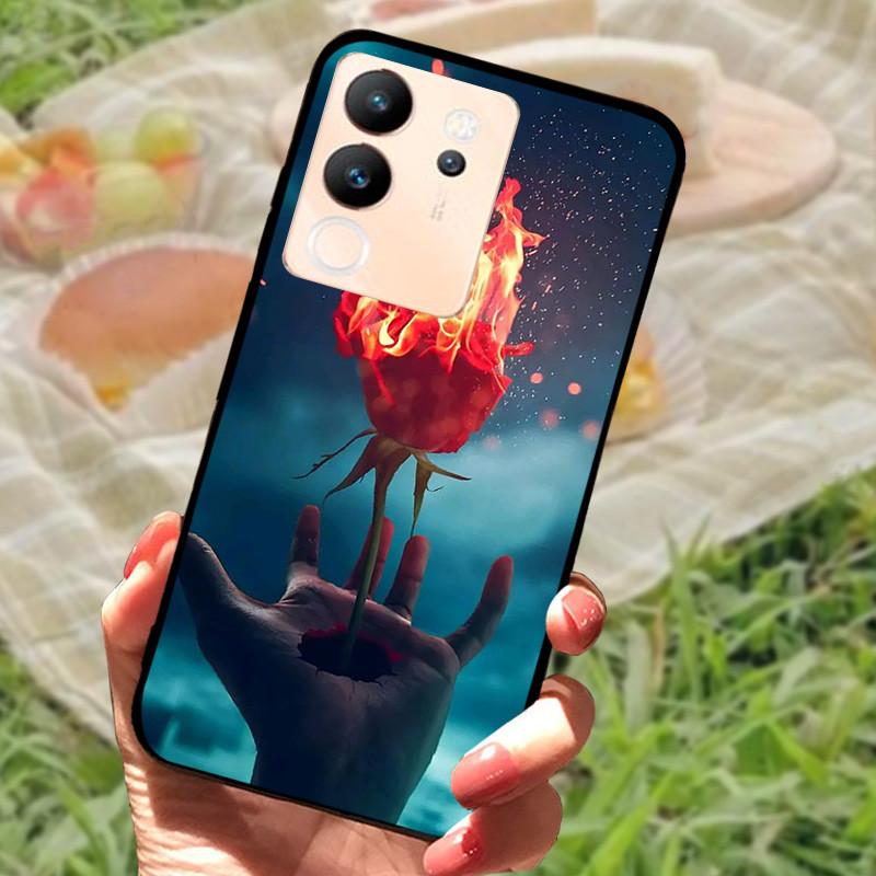 For Vivo V30 Lite Case Cover Silicone Soft Marble Black Bumper Funda Coque for vivo V2314 V30 Lite 5G Full Protective V30Lite