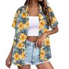 Women's Fashion Casual Short Sleeve Button Lapel Shirt Tops