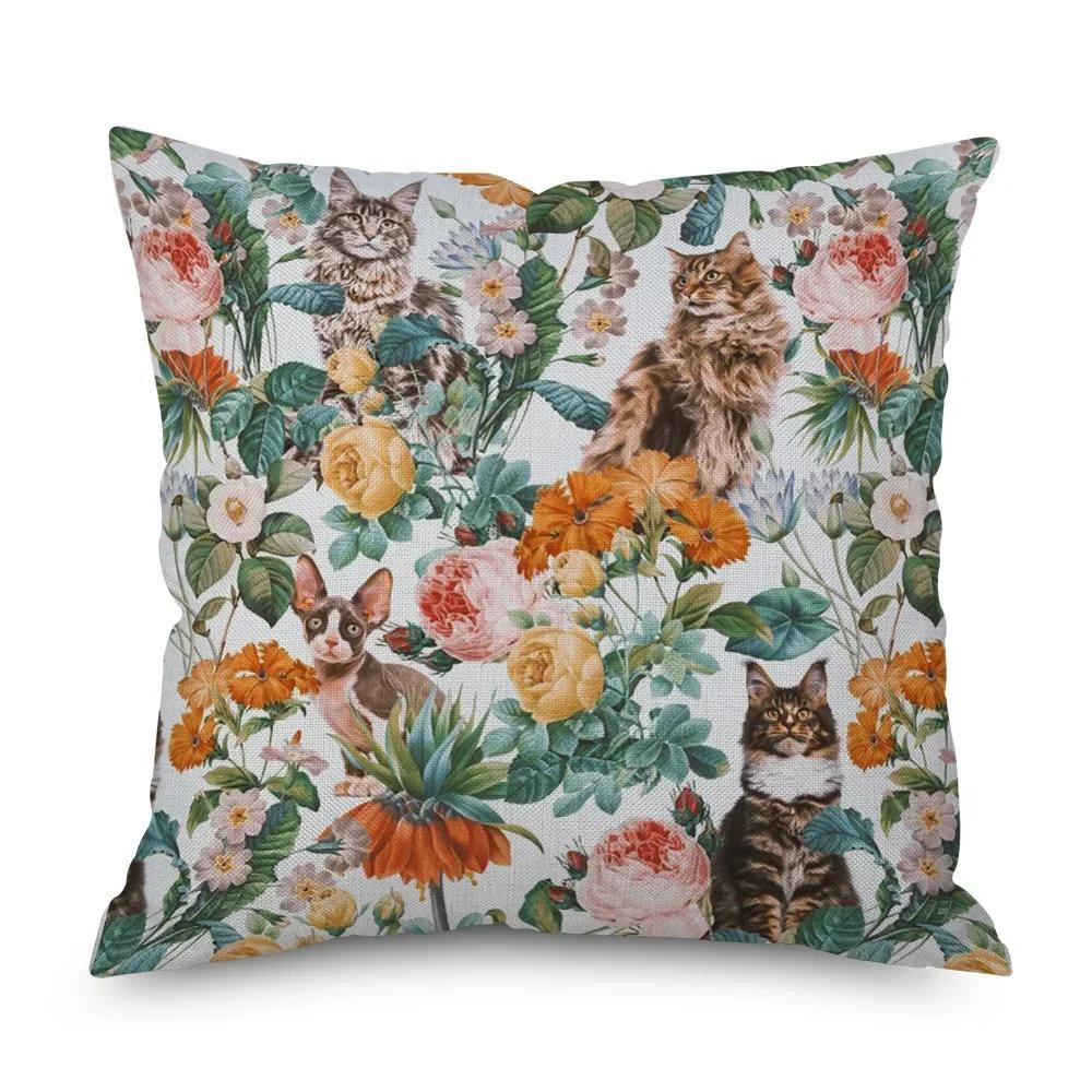 Vintage Floral Leinen Kissenbezug Schwarze Nacht Rose Kissenbezüge Dekorativ Interieur für Heimdeko Kissenhülle für Schlafzimmer 45x45