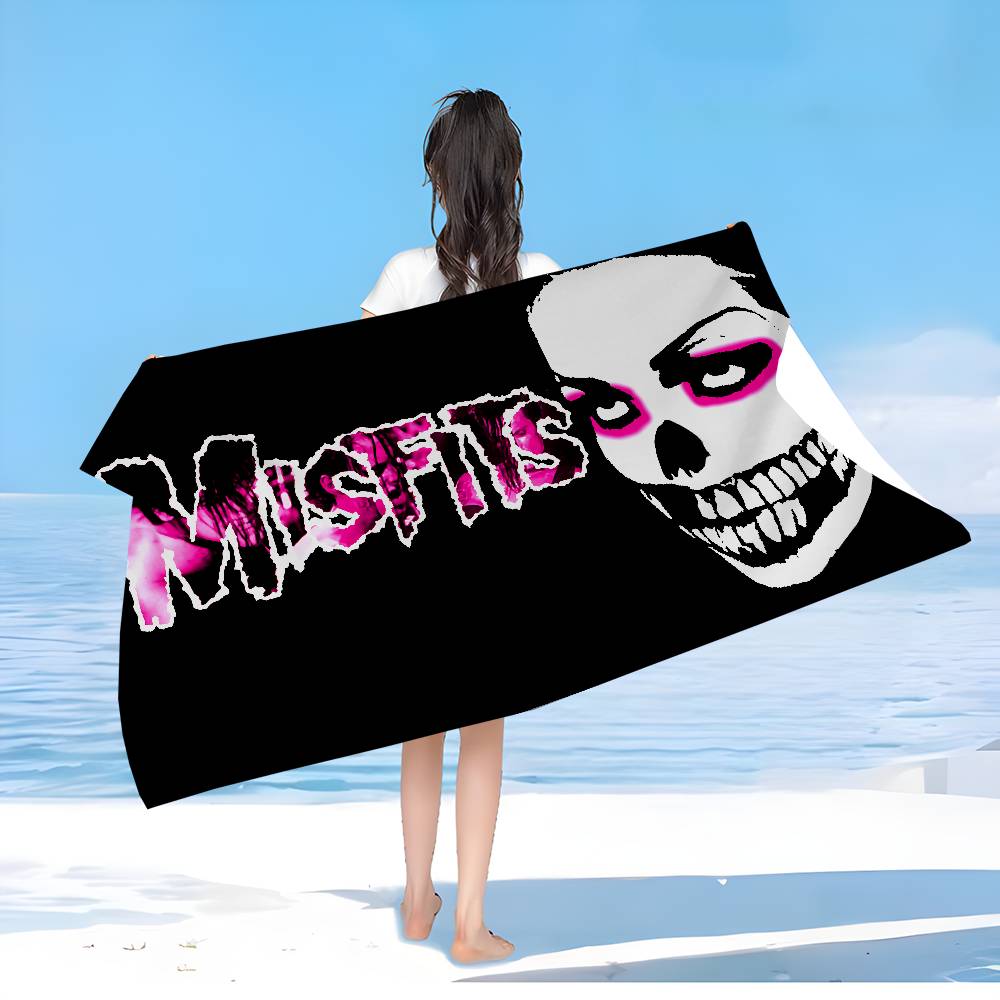 Classic Punk Band The M-Misfits Beach Towel Colorful Bath Towels for Girl Microfiber Quick Dry Custom Sand Free Beach Gym Pool