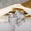 Pave Set Sparkling Huggie Hoop Earrings for Women Elegant Square Shaped Silver Tone Earrings Fashion Daily Party Jewelry