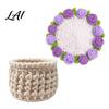 Botanical Room Decoration Crochet Flower Bouquet Coaster Handmade Knit Rose Mug Mat Transforms Into Bouquet 2-in-1 Decorative Plant Pot Display