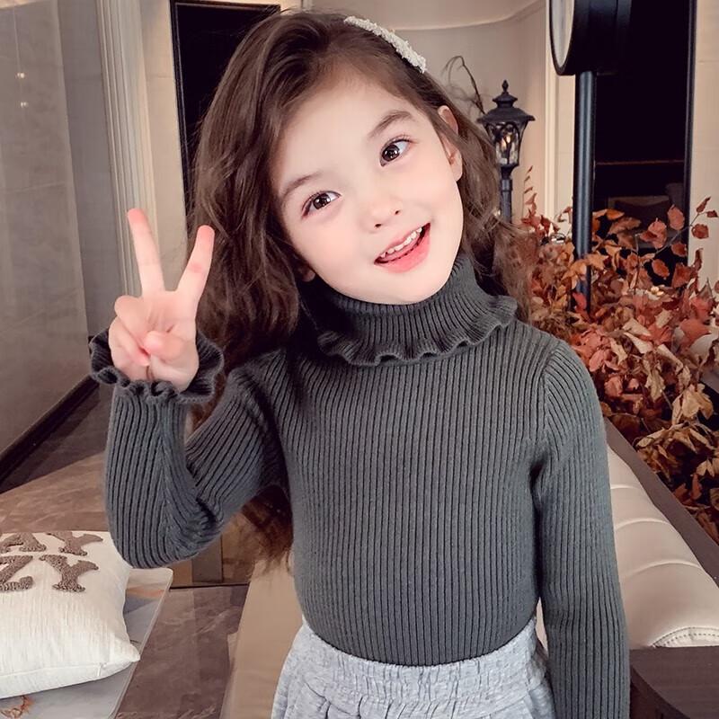 MIMIHELLO Girls  Turtleneck Knit Sweater 130cm
