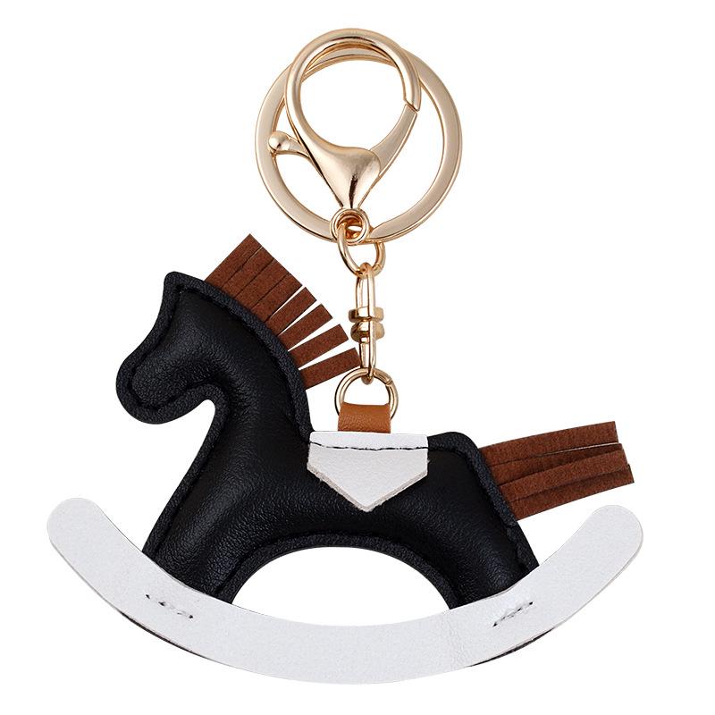Innocent & Cute Rocking Horse Keychain: Creative Couple's Cartoon Cotton-Filled Decoration for Bags