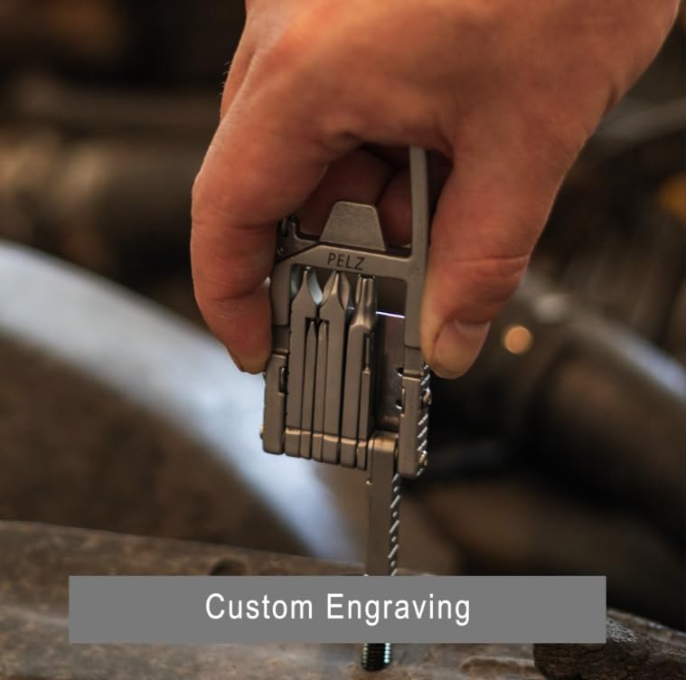 PELZ Multitool Carabiner Folding Tool Kit Keychain Multitool Screwdriver Bottle Opener Cell Phone Holder for Camping Hiking Everyday Use 12-in-1