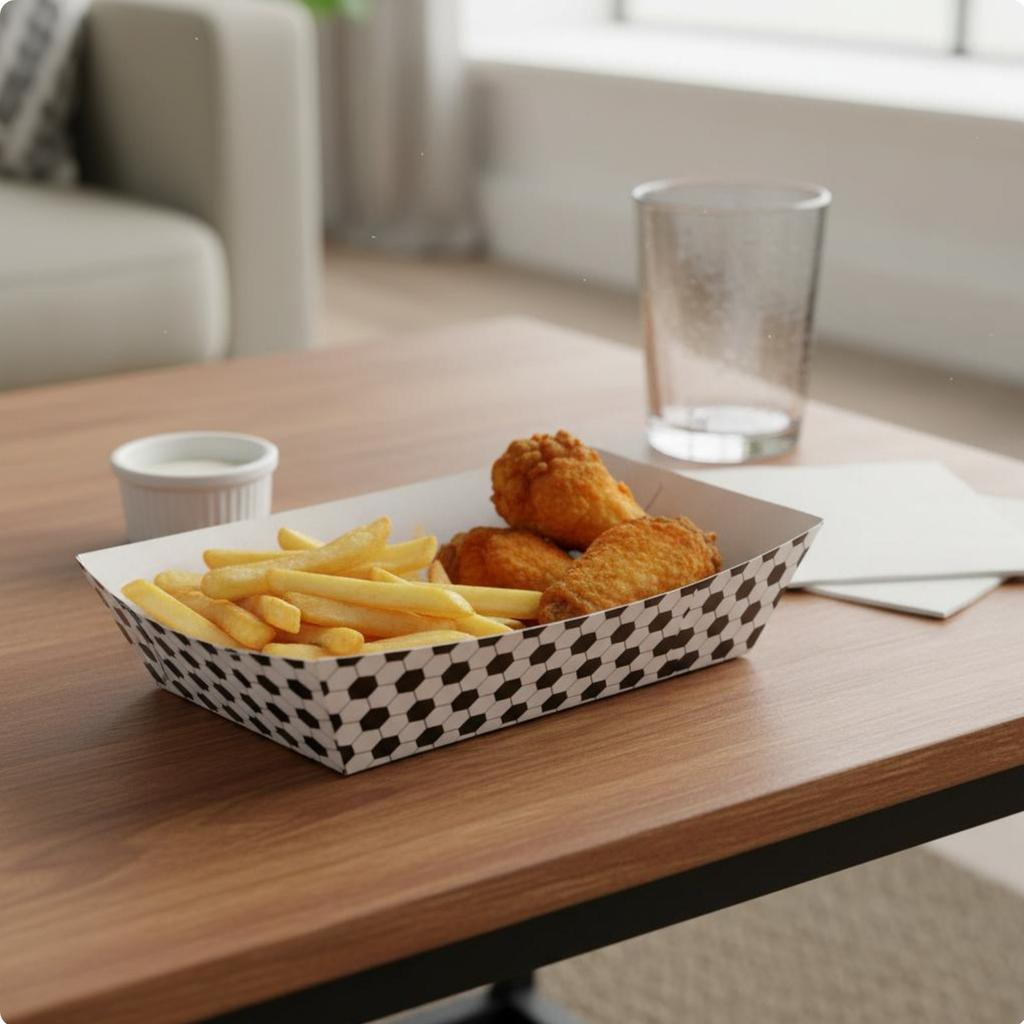 12 Pieces Sports Theme Party Snack Boat Easy Assembly Boat Shaped Snack Holder Gridiron Party Food Container for Tailgating