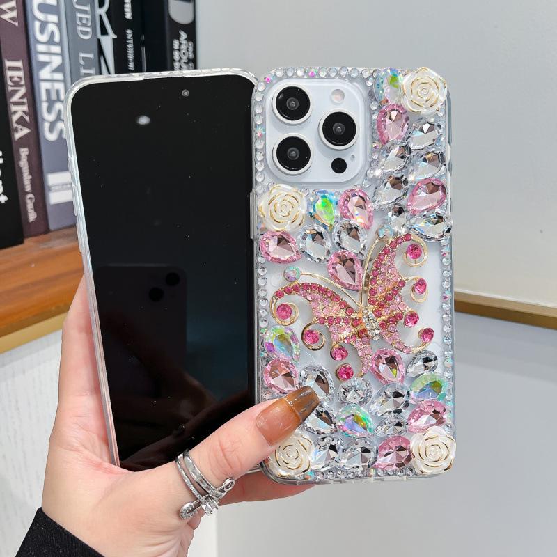 Rhinestone Butterfly Floral Luxury Case for iPhone 13/14 Pro/15/16 Pro