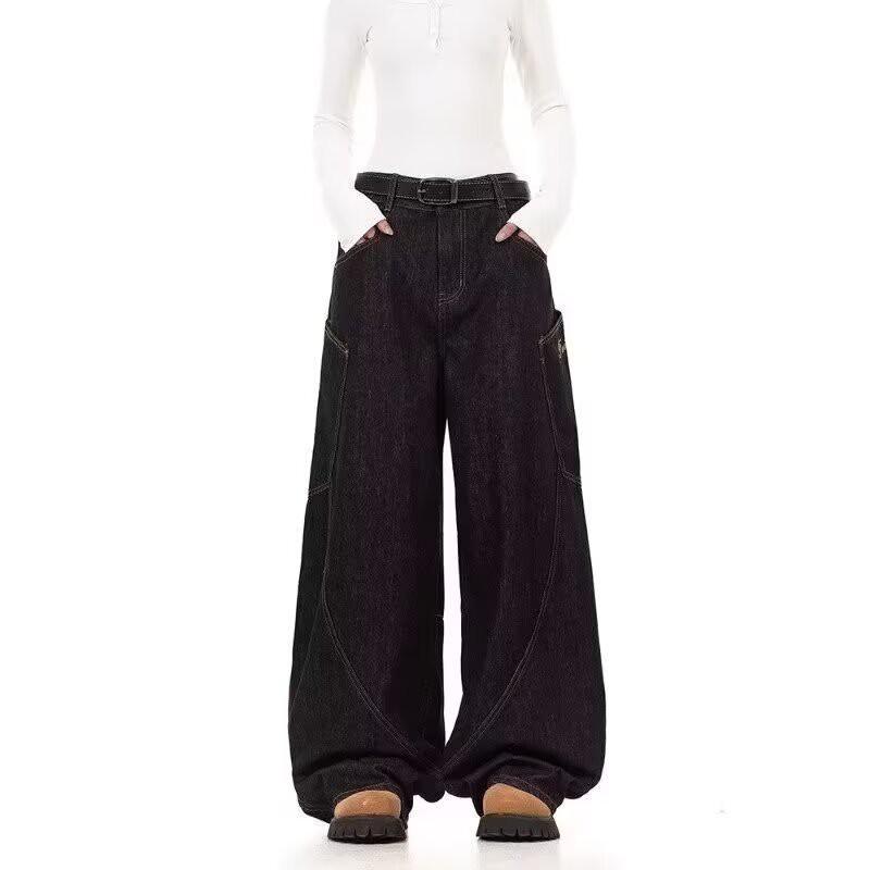 Mens American Vintage High Street Slim Bootcut Jeans Trendy Vibe Loose Wide Leg Denim Pants