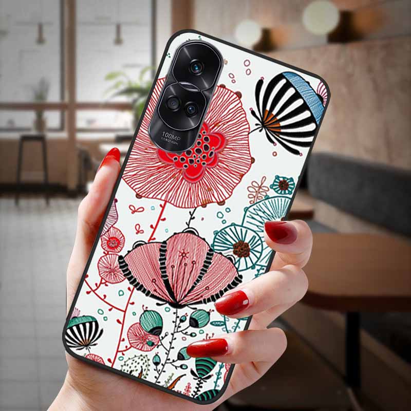 For Honor 90 Lite 5G Case 3D Flower Relief Emboss Silicon Back Cases For Honor 90 Cover Honor90 Pro 90Pro 90Lite Soft Protective