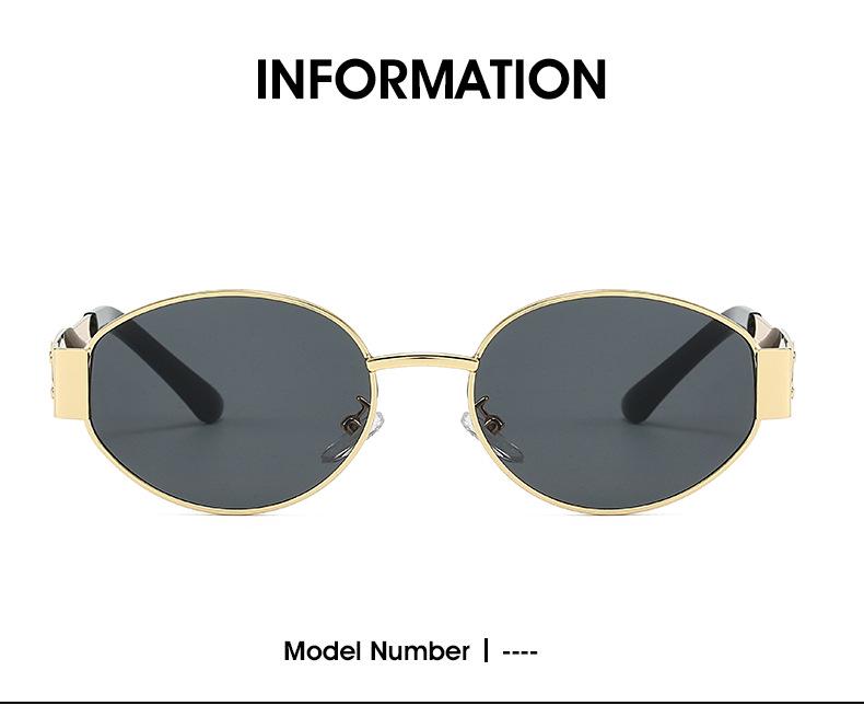 Trendy Oval Frame Metal Sunglasses 9521 - European & American Style