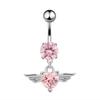 Anello Ombelico a Forma di Cuore Ornamento Goccia d'Acqua 14G Bilanciere Piercing Ombelico Pendente Belly Nombril Piercing Gioielli Donna