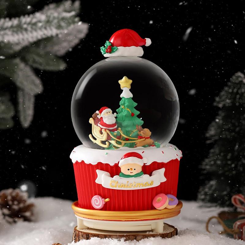 Drehende Karussell-Spieluhr mit Schneekugel-Effekt Kindergeburtstagsgeschenk Dekorative Harz-Musikinstrument Spielzeug