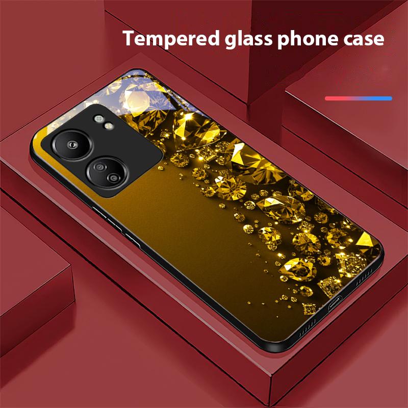 Plné kamienky Pre Xiaomi Redmi 13C Note13 12 Pro Plus 5G Note 9 13T Pro POCO X6 F5 F6 Čierne Tvrdené Sklo Obal na Telefón