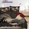 Rooster Pattern Bedding Quilt Set Quilt Cover Pillowcase Home Decoration Birthday Gift (1 * duvet cover + 2 * pillowcase, without core)