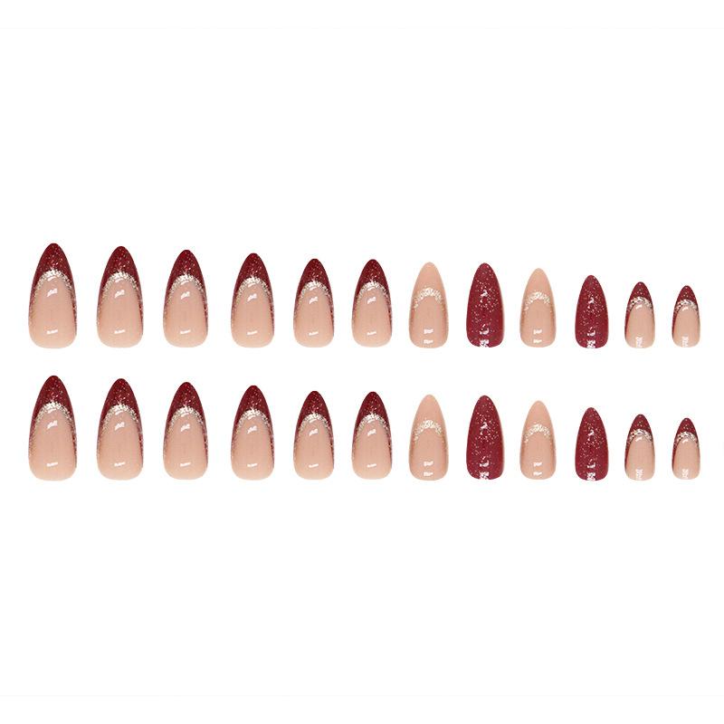 Sparkling Wine Red New Year'S Bridal Nail Art, Champagne Glitter Powder, Almond Nail, European And American Sweet Sa Wearable Nail Art Tablets