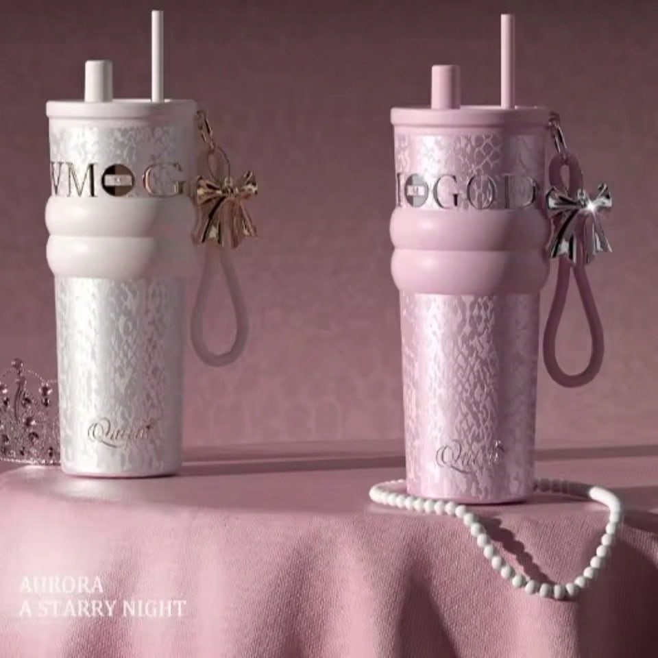 710ml Travel Thermos with Straw and Leak-Proof Lid, Stainless Steel Metal Water Bottle for Hot and Cold Coffee Drinks