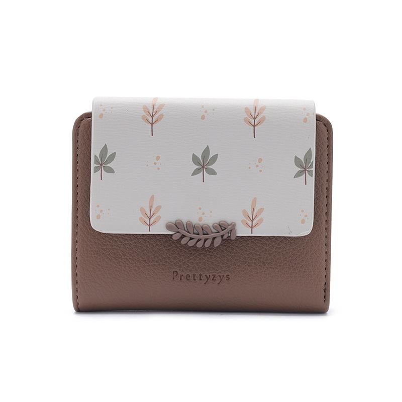 

Кошелек короткий PU молния милая леди печатная молния студенческий монет женский нулевой кошелек темно-коричневого