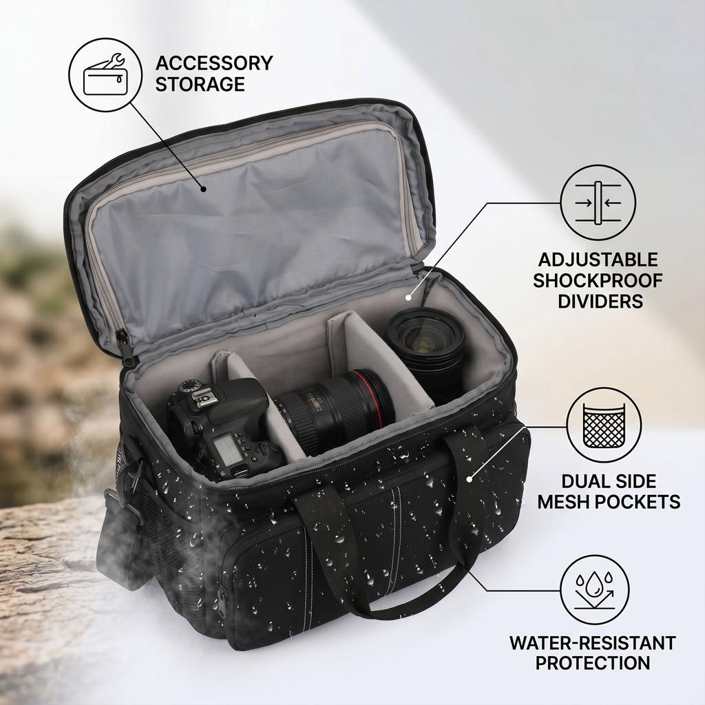 Rainproof Camera Sling Bag Crossbody DSLR Camera Bag Travel Camera Shoulder Bag
