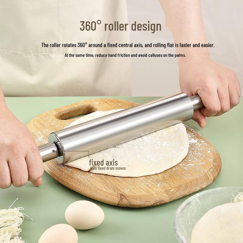 Stainless Steel Seamless Rolling Pin for Baking, Dumplings, and Noodles